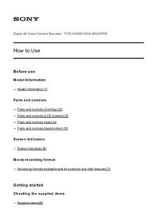 Sony FDR AX53 manual. Camera Instructions.